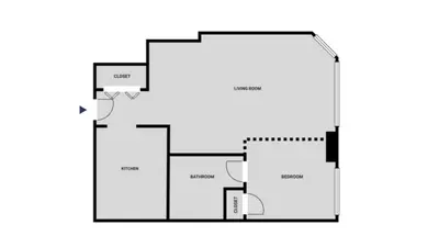 a black and white floor plan of a house at Tribeca Studio w Tons of light Gym Pool NYC-118 in New York