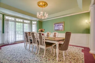 a dining room with a table and chairs at Lancaster Vacation Rental Near Dutch Wonderland! in Lancaster