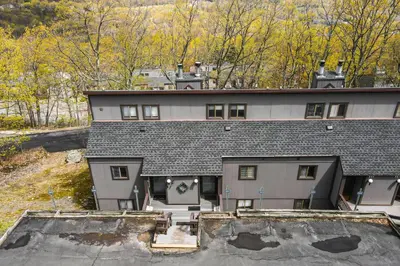 an aerial view of a building with a skate ramp at Tannersville Tranquility in Tannersville