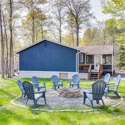 Deck and Community Perks Bright Pocono Lake Home!