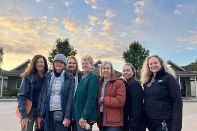 a group of women are posing for a picture at Vista Lodge Benton PA near Ricketts Glen State Park in Benton