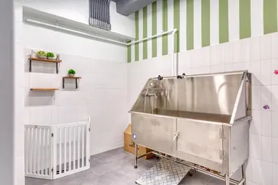 a bathroom with a metal tub in a room at Midtown East 1br w doorman nr Grand Central NYC-1170 in New York