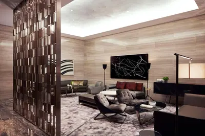 a living room with a couch and a table and chairs at Park Hyatt New York in New York