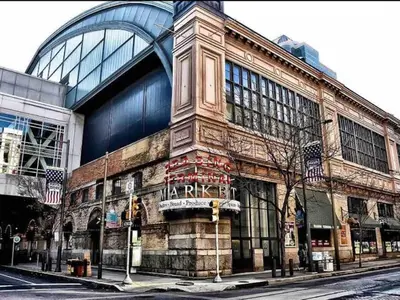 a building on the corner of a city street at 305 Cozy and lovely 1BDR apartment in Center City in Philadelphia