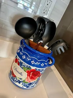 a container with utensils in it on a counter at 307 Kyoto style 1BDR Apt in center city in Philadelphia