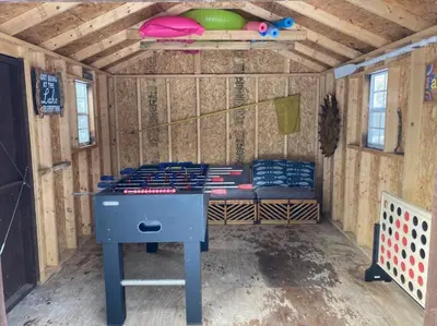 a bed in the inside of a play house at Wally's Compound in Hawley