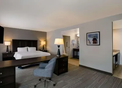 a hotel room with a bed and a desk at Hampton Inn & Suites Wilmington Christiana in Newark