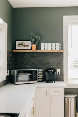 a kitchen with a counter top with a microwave at Newly Renovated Vintage Inspired Large 4 BR Home in Mount Joy