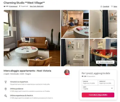 a collage of pictures of a living room at Charming Studio West Village in New York