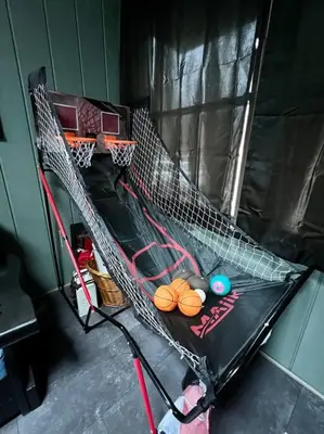 a basketball net with balls on top of it at Lakeside Oasis with Kayaks, Hot Tub, & Fire Pit in Clifton