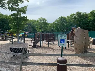 a park with a playground with a sign on it at Lakeside Oasis with Kayaks, Hot Tub, & Fire Pit in Clifton