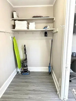 a room filled with shelves and a room with a room at Lennox C405 Peaceful & Perfect Studio Apt in Philadelphia