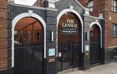 an entrance to a building with two arched doors at Lennox C303 Peaceful, Perfect Private Studio1br in Philadelphia