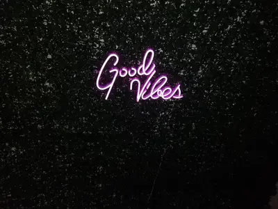 a neon sign that says good vibes on a black background at Bethlehem Bliss:10min to Valley Festivals & Events in Bethlehem