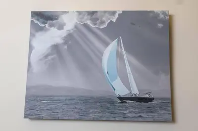 a sailboat in the ocean with a cloudy at Wonderful stay – Heart of Hoboken in Hoboken