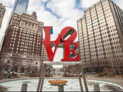 a sign with the word xvg on it in a city at 405 Spacious and superior 1BDR APT in center city in Philadelphia