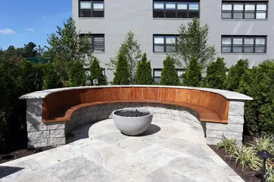 a wooden bench in front of a building at Avenue A821 I Cozy and Comfy Philadelphia stay in Philadelphia