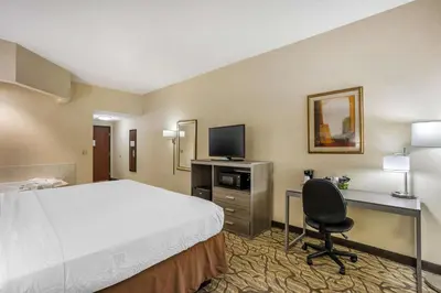 a hotel room with a bed and a desk and a television at Best Western Danville Inn in Danville
