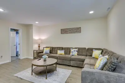a living room with a couch and a table at Ski-InandSki-Out! Mountain Creek Resort Condo in Vernon Township
