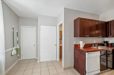 a kitchen with a sink and a counter top at Cozy 1BR w Deck Near Rittenhouse in Philadelphia