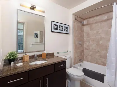 a bathroom with a sink and a toilet and a shower at Pet Friendly 2 Bedroom and 2 Bathroom Apartment near Rittenhouse apts in Philadelphia