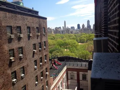 a view of the city from the roof of a building at West Side YMCA in New York