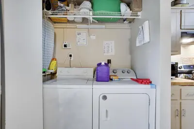 a kitchen with a purple bottle on the counter at Weekend at Bernie's! *Pet friendly!* **Hot tub** in Long Pond