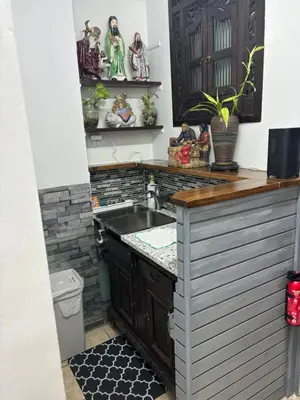 a kitchen with a sink and a counter at moon lotus abode(\u6708\u84ee\u5c45) in New York