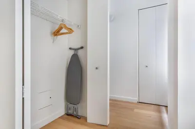 a room with a skateboard hanging on the wall at Hudson Yards 1br w gym wd nr penn station NYC-1308 in New York