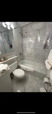 a bathroom with a toilet and a bath tub at Unique Place in midtown NYC in New York