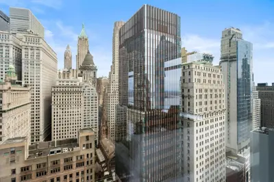 a view of a city with many tall buildings at Financial District 1br w WD gym elevator NYC-1376 in New York