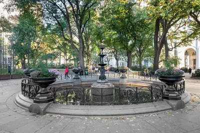 a fountain in the middle of a park at Chelsea 1br w doorman lounge nr food hall NYC-1196 in New York
