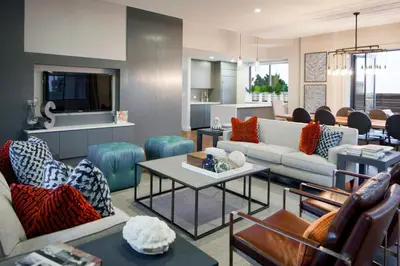 a living room with couches and a table at UWS 2br w gym doorman elevator nr Central Park NYC-1047 in New York