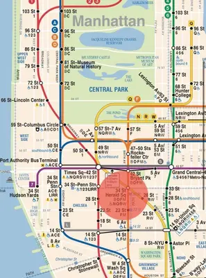a map of manhattan with the subway at Nest Family Aparthotel - No Window in New York