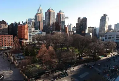 a view of a city skyline with tall buildings at Oasis Retreat - Cozy studio in Union Square in New York