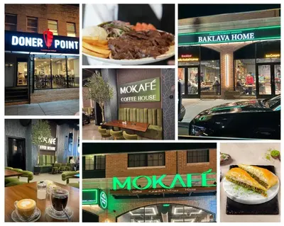 a collage of pictures of different restaurants and buildings at The Lovely Suite - 1BR close to NYC in Paterson
