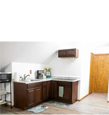 a kitchen with a sink and a microwave at Cozy Palace in Livingston Manor