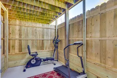a gym with wooden walls and two exercise bikes at Harrisburg Retreat with 8 Mi to Hersheypark in Harrisburg