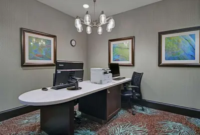 an office with a desk with a computer on it at Homewood Suites by Hilton Hamilton, NJ in Hamilton
