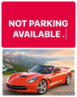 parking poster with a red car at Apart Studio West NY 12Mints From NYCity Times Square in West New York