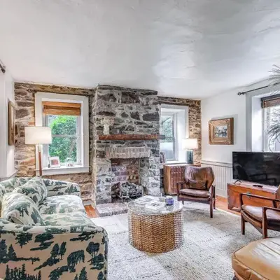 Steps to Delaware Canal Enchanting Stone Cottage!