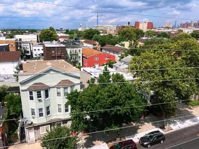 an aerial view of a city with buildings at Spacious & Stylish 2BR 2BA - Easy NYC Commute in Jersey City