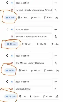 a screenshot of a cell phone showing the stages of your location at 2 Bedroom Apartment By AirportS in Hillside