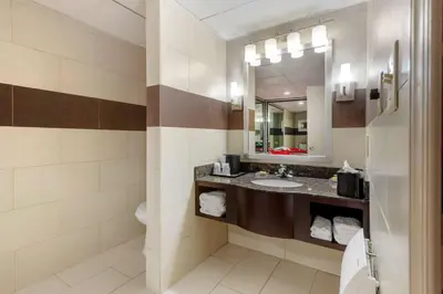 a bathroom with a sink and a mirror at BEST WESTERN PLUS Poconos in Tannersville