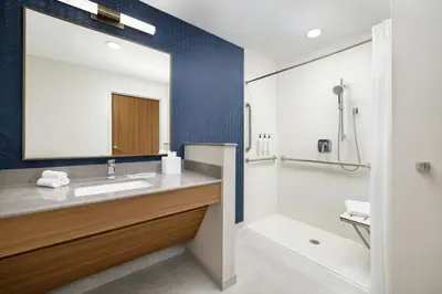 a bathroom with a sink and a mirror at Fairfield by Marriott Inn & Suites Union in Union