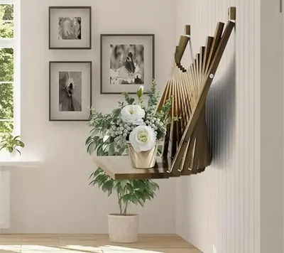 a room with a shelf with a vase of flowers at Sunny Apt by the park Mins away from midtown New York in Jersey City