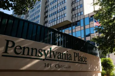 a sign in front of a building at PP 2401 Modern Corporate 2br Suite pool, Gym in Harrisburg
