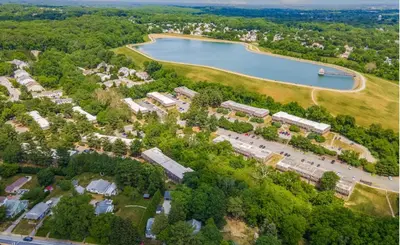 an aerial view of a park next to a lake at Pine Brook 908 I Lovely 2Bd Spacious Apartment in Newark