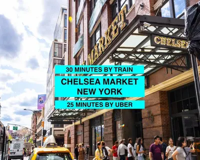 a street sign for a chicago market next to a building at Luxury 2BR - Elevator-Gym-Laundry-10 Min to NYC in Hoboken