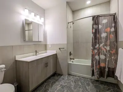 a bathroom with a sink and a tub and a shower at 210 Brand New 1 Bedroom 1 Bath 1 Full Kit 1 Liv in Dunellen